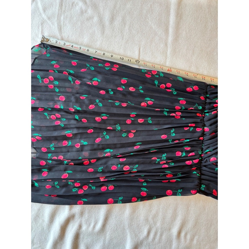 The Kooples Paris Preppy Cherry Print Pleated Asymmetric Dress Midi Size 0 - Picture 7 of 9